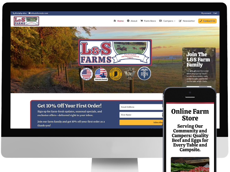 LandSFarms Devices L&S Farm website design by homegrown hosting