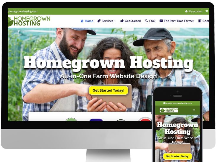Homegrown Hosting website designed by James River Web Design